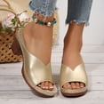 thumbnail image 5 of High Chunky Platform Heels for Women Fashion Comfort Slip on Square Open Toe Block Heel Sandals Gold 9, 5 of 7