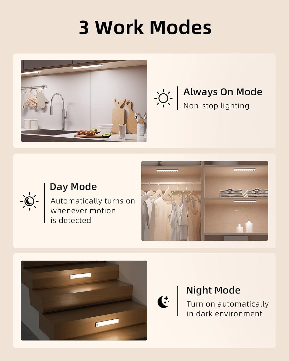 62LED Under Cabinet Lighting with Charging Station 6 Pack, 2000mAh Rechargeable Battery Operated Motion Sensor Light, 3 Color Temps, Dimmable Wireless Closet Lights w/Remote for Kitchen, Pantry