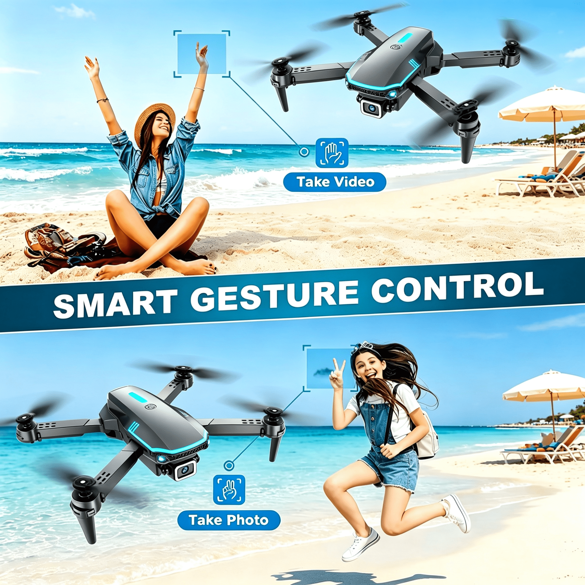 TongLi DR1916 Foldable Drone, Screen Controller, Single Camera, Shockproof 3D Flip Beginner Quadcopter Gift for Kids 8+ Black