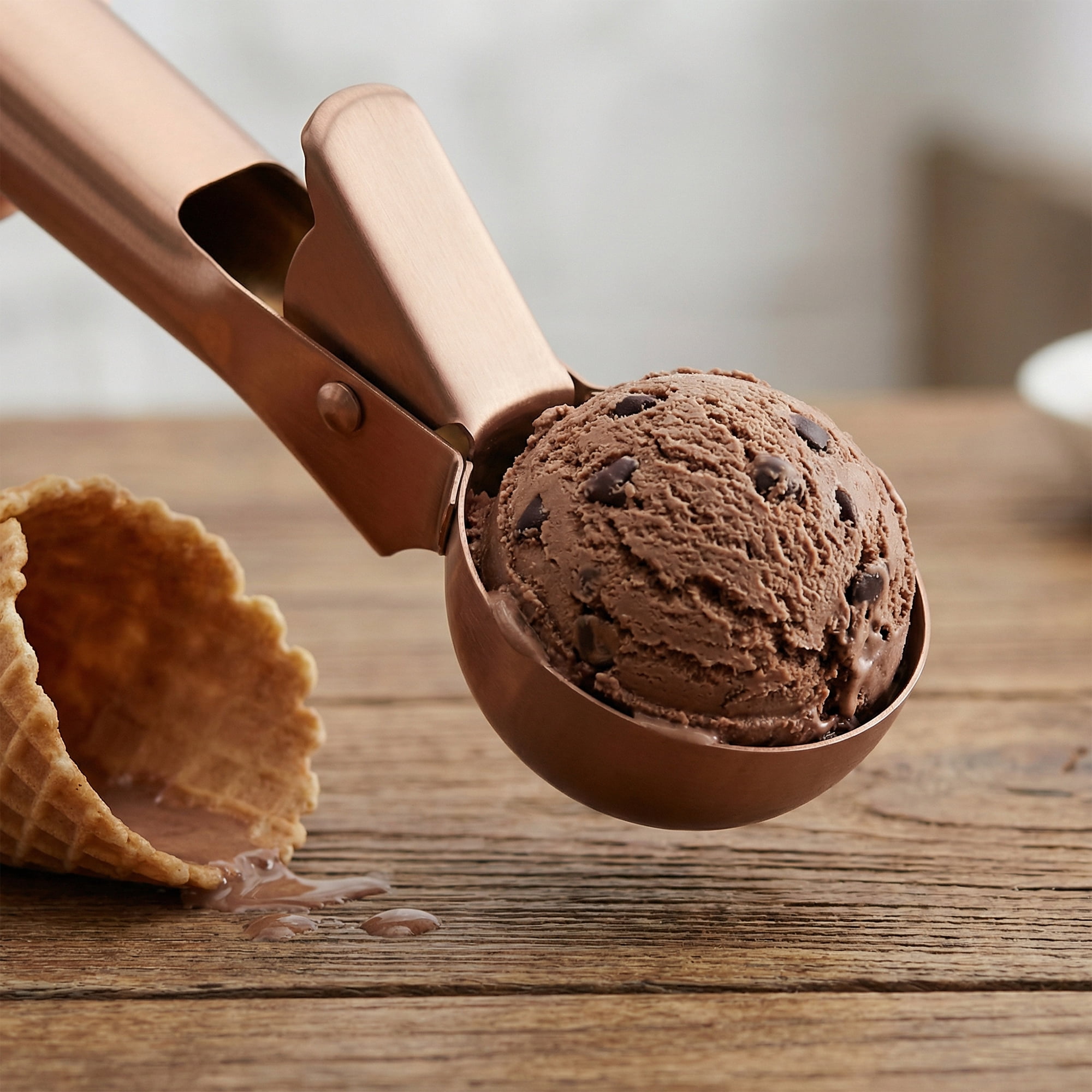 Unique Bargains Stainless Steel Pop-out Scooper with Handle Rose Gold