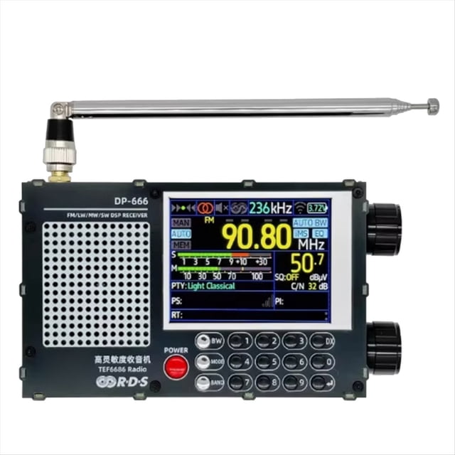 Receptor de Banda de Alta Sensibilidad con Antena Negra DP-666 TEF6686 Actualizado