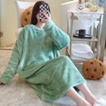 thumbnail image 5 of Conjunto de pijama de felpa Jacquard de manga larga para mujer, ropa de dormir de longitud media de estilo dulce para otoño e invierno, ropa exterior de talla grande para el hogar, 5 of 5