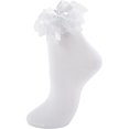 thumbnail image 1 of WAYANWomens Ruffle Socks with Bow Cute Frilly Lace Ankle Socks Adult Fancy Dress Sock Princess Lolita Bobby Sock Big Girls, 1 of 1