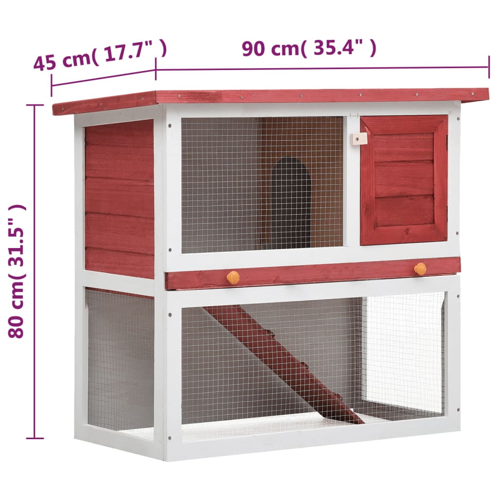 vidaXL Rabbit Hutch Bunny Cage House with Pull Out Tray Ramp Solid Pine Wood