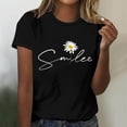 thumbnail image 2 of Birdeem Blouses pour Femmes Imprimé Lettres Col Rond Manches Courtes Haut/chemise, 2 of 12