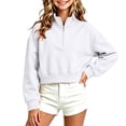 thumbnail image 5 of Frostluinai Girls Zip Mock Neck Sweatshirts Crop Pullover Tops Oversized Long Sleeve Drop Shoulder Sweat Shirts with Pocket 5-16 Years, 5 of 7