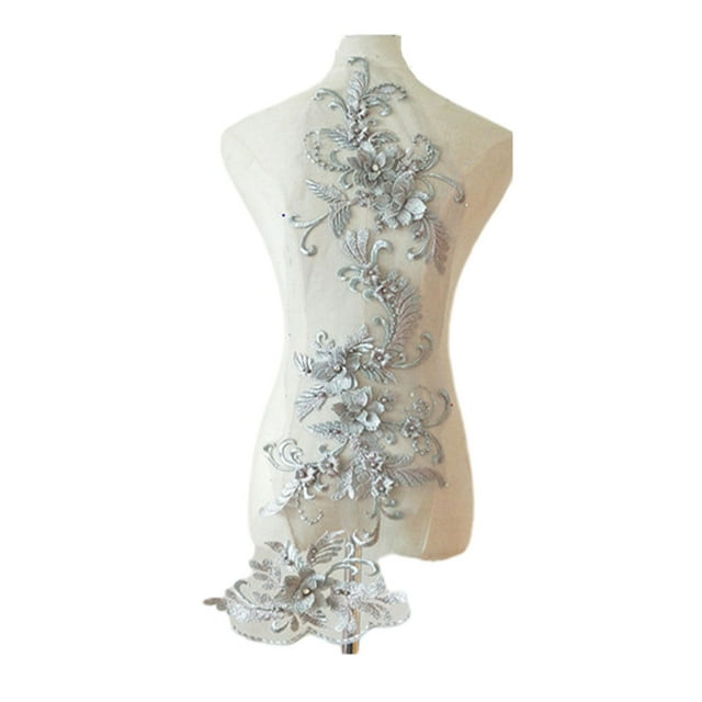 Youkk Add Touch Of Sophistication With Lace Applique Patch Clothing Suitable Grey 1Set