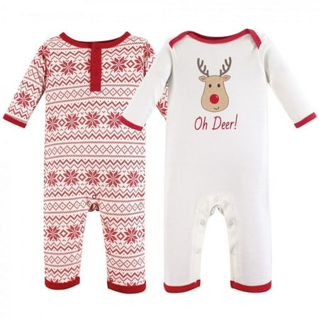 UPC: 0660168555356 | Hudson Baby Infant Cotton Coveralls 2pk  Reindeer  0-3 Months