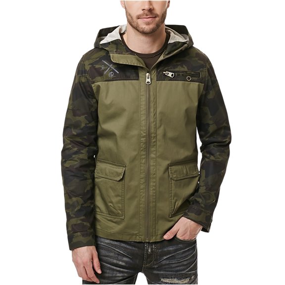 Buffalo David Bitton Mens Lightweight Field Jacket, Green, X-Large