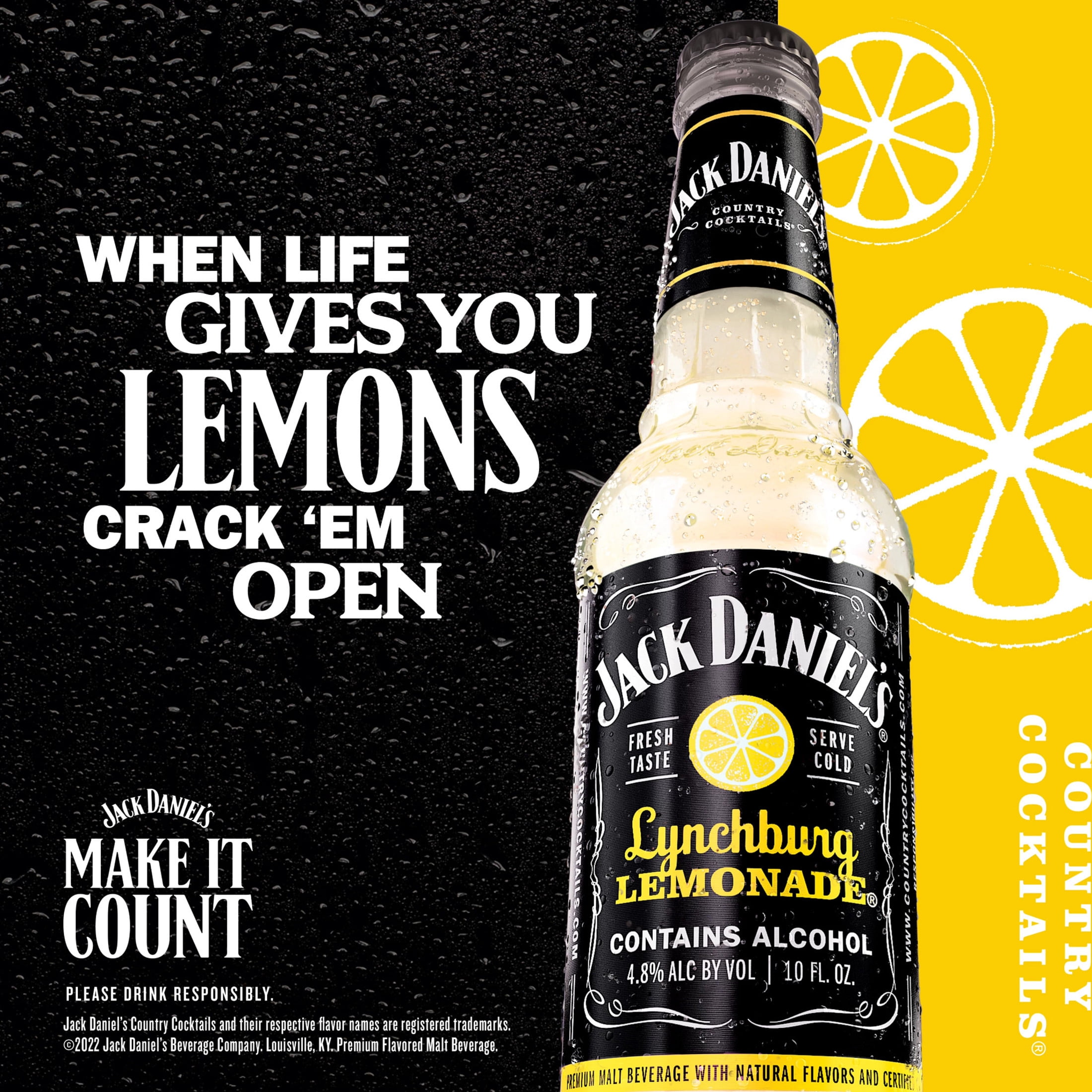 Jack Daniel's Lynchburg Lemonade Malt Beverage, 6 pack, 10 fl oz Bottle, 4.8% ABV