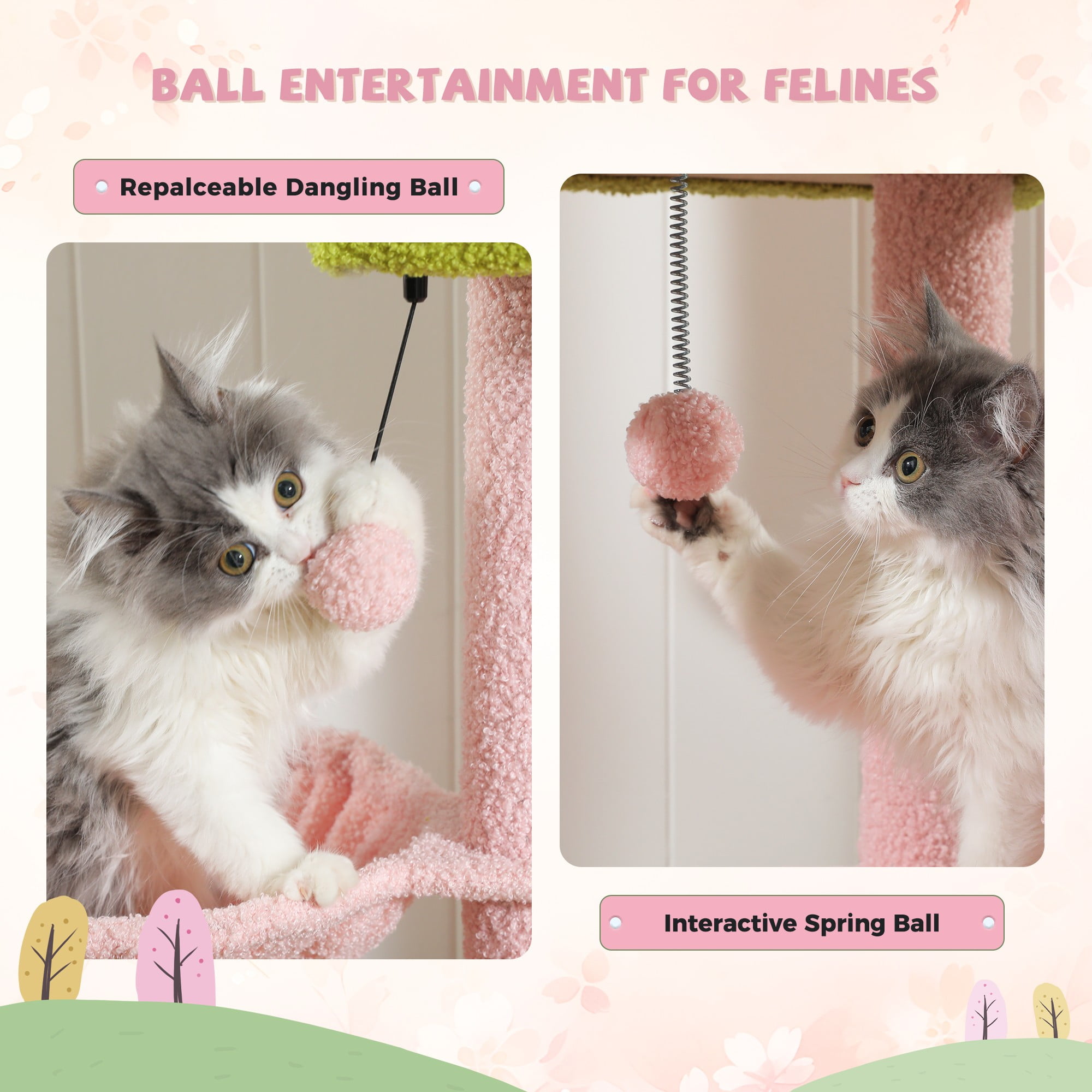 Pefilos Adjustable Height(85-112 in) Cat Tree Tower Floor to Ceiling with 7 Tiers Cat Climbing Activity Center, Cozy Hammocks, 5 Platforms for Indoor Cats, Pink Pefilos Adjustable Height(85-112 in) Cat Tree Tower Floor to Ceiling with 7 Tiers Cat Climbing Activity Center, Cozy Hammocks, 5 Platforms for Indoor Cats, Pink
