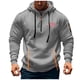 thumbnail image 2 of Sudadera con capucha para hombre, con estampado de bolsillo, media cremallera, cordón ajustable, informal, deportiva, de manga larga, blusa de poliéster, 2 of 5