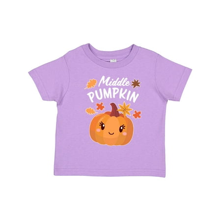 

Inktastic Middle Pumpkin with Fall Leaves Gift Toddler Boy or Toddler Girl T-Shirt