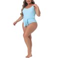 thumbnail image 4 of Agnes Orinda Women's Plus Size 1 Piece Swimsuits High Waisted Tummy Control Push Up Beach Vacation Bathing Suits 2X Blue, 4 of 7