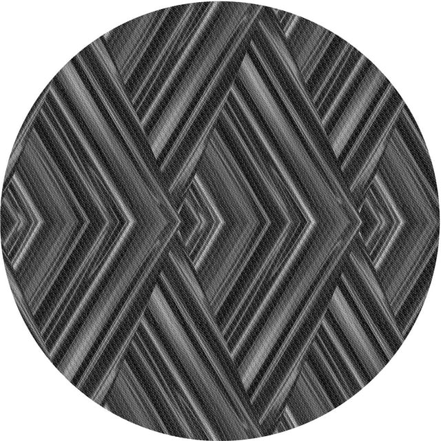 Ahgly Company Machine Washable Indoor Round Transitional Charcoal Black Area Rugs, 3' Round