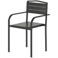 thumbnail image 1 of Set of 4 Stackable Patio Dining Chairs, All-Weather HDPE Slatted Outdoor Chairs with Armrests & Metal Frame, Black Seating for Garden, Backyard, Deck, and Balcony, 264 lbs Capacity, 1 of 7