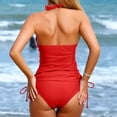 thumbnail image 4 of OSFVNOXV Women Halter Swimsuits V-Neck Top Fashion Tie Back Bikini Swimsuits Soft Padded Bathing Suits Slim Beach Swimming Swimwear, 4 of 5