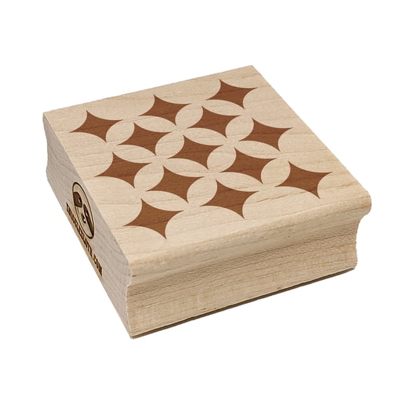 Flowers Circles and Stars Geometric Pattern Square Rubber Stamp Stamping Scrapbooking Crafting - Medium 1.75in