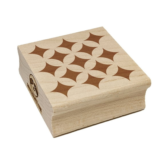 Flowers Circles and Stars Geometric Pattern Square Rubber Stamp Stamping Scrapbooking Crafting - Medium 1.75in