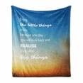 thumbnail image 1 of Enjoy the Little Things Soft Flannel Fleece Blanket, Inspirational Slogan on Future on Blurry Sunset Background, Cozy Plush for Indoor and Outdoor Use, 50" x 60", Orange Blue White, by Ambesonne, 1 of 6
