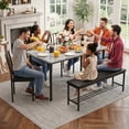 thumbnail image 2 of UHOMEPRO 6 Piece Dining Table Set for 4-6, Space Saving Kitchen Table Set with Bench and Storage Racks, PU Chairs, Metal Frame Dining Room Set for Apartment, Breakfast Nook - Gray and Black, 2 of 6
