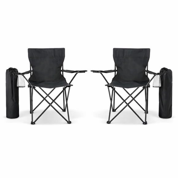 Sillas Plegables para Camping Pesca Playa y Exteriores de Lona Impermebale con Porta Vaso Ligera - Sillas para Exterior Ergonomica con Estructura de Acero y Funda Transportadora Set 2 Sillas