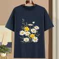 thumbnail image 2 of Sexlip Womens Swimsuit Set Yellow White Floral Print Cover Up Design Crew Neck Short Sleeve Loose Silhouette Lightweight Fabric for Beach Vacations Blue XXL, 2 of 3