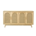 thumbnail image 5 of Sideboard Buffet Cabinet with Rattan Doors, Boho 4-Door Cabinet with Metal Handles for Living Room, Hallway, Entryway, Natural, 5 of 5