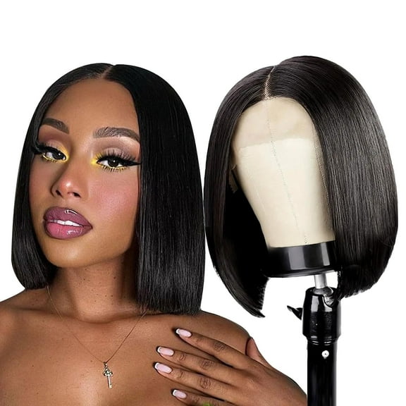 14Inch Bob Wig Human Hair 180 Density 13x4 HD Lace Frontal Short Straight Bob Wigs Human Hair Pre Plucked with Baby Hair Straight Bob Frontal Wigs For Women