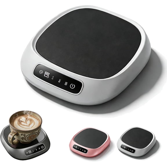 Coffee Mug Warmer, USB Rechargeable Electric Cup Warmer with Touch Screen, 3 Adjustable Heat Settings for Desk, Kitchen & Travel (White)