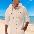 thumbnail image 5 of ZUKMRJPC Mens Cotton Linen Button Down Hoodies Long Sleeve Solid Color Casual Hoodies Lightweight Summer Beach Shirts with Pocket, 5 of 8