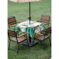 thumbnail image 3 of Outdoor Tablecloth with Umbrella Hole and Zipper, Happy Birthday Square Table Cloth 54x54 Inch Waterproof Tablecloth, Green Luxury Dress Crown Carriage Flowers Picnic Table Cover for Patio Camping, 3 of 7
