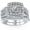 thumbnail image 4 of Pompeii 3 ct Diamond Engagement Wedding Cushion Halo Trio Wedding Ring Set White Gold, 4 of 4