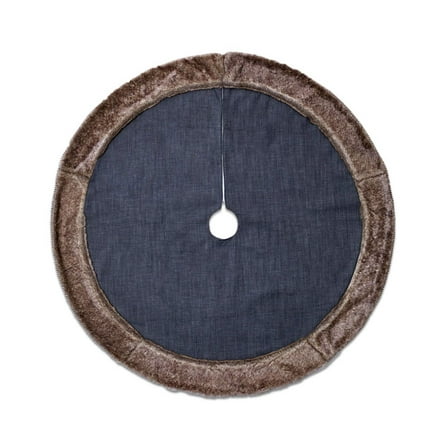 Dress Denim Tree Skirt with Faux Fur Trim - 66"