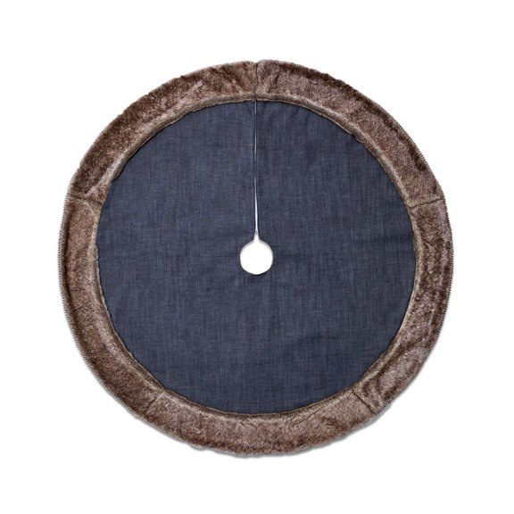 Dress Denim Tree Skirt with Faux Fur Trim - 66"