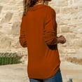 thumbnail image 5 of Plus Size Fashion Womens Blouses Casual Solid Color V-neck Long Sleeved Orange Tops Flowy Shirts S-2XL, 5 of 7