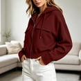thumbnail image 7 of yillto Womens Full Zip up Hoodies Cropped Loose Sweatshirts Long Sleeve Fashion Cargo Coats with Pockets, 7 of 7