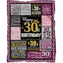 30th Birthday Gifts for Women, 30th Birthday Throw Blanket, 30 Year Old Birthday Gifts for Women, 30th Birthday Decorations for Women, Gifts for 30th Birthday Woman Blanket on Anniversary