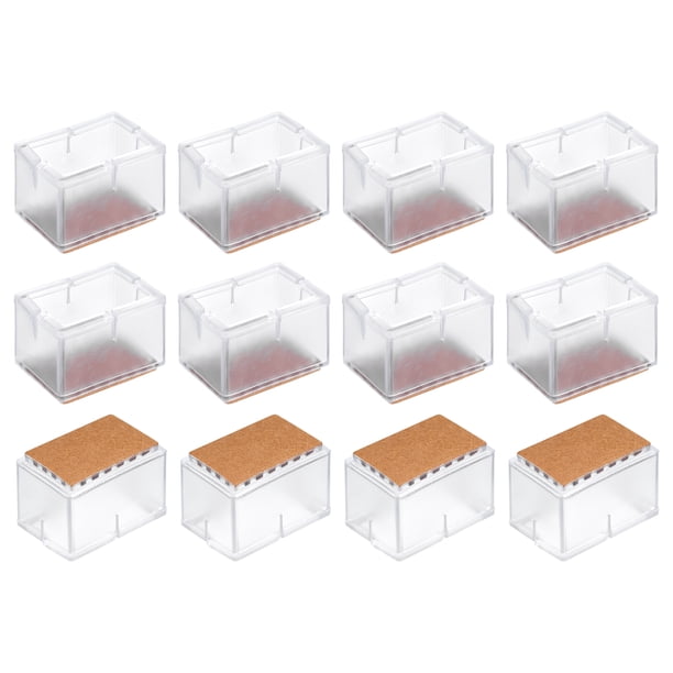 Protectores de piso para patas de silla, paquete de 12, 39mm(1.54") tapas de PVC y fieltro para patas de silla (blanco claro)