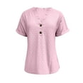 thumbnail image 4 of BLVB Work Tops for Women Summer Casual Short Sleeve T Shirts Solid Color Button Basic Tunic Blouses Trendy Clothes, 4 of 7