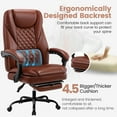 thumbnail image 5 of COOLHUT Executive Office Chair, Big and Tall Office Chair with Footrest Reclining Faux Leather Chair High Back Lumbar Support Ergonomic Office Chair with Padded Armrests, Vintage Brown, 5 of 9