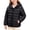 Black, variant on Girls Hooded Quilted Puffer Jacket Zip Up with Pockets Winter Coat for School Outdoor Daily Wear 5-13 Years Black