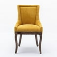 thumbnail image 4 of Fabric Upholstered Dining Chairs Set of 4, Wingback Dining Room Chairs with Tufted Back, Bronze Nail Head and Solid Wood Legs, Luxury Ultra Side Dining Chairs for Living Room Kitchen, Yellow, 4 of 7