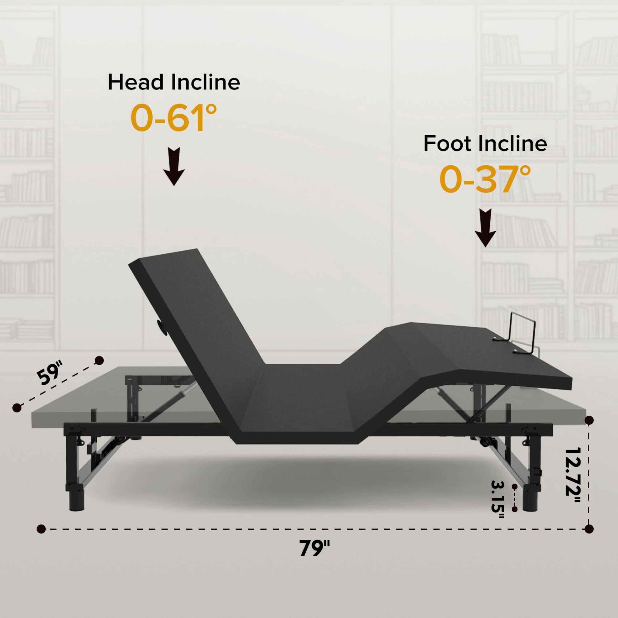 Kosynda Queen Adjustable Bed Frame with Head & Foot Incline, Zero Gravity Electric Bed Base with 4 USB Ports, Wireless Remote, Nightlight, Quiet Motor