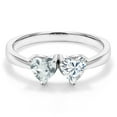 thumbnail image 3 of Gem Stone King 925 Sterling Silver Ring Set with Heart Shape Sky Blue Aquamarine and Moissanite Near Colorless (GH, Size 8) (0.92 Cttw, Size 8), 3 of 6