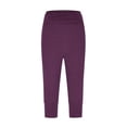 thumbnail image 3 of Women's Soild Color Harem Cropped Pants with Pleated Waist, Loose Fit Yoga Lounge Pants, Soft Cropped Joggers for Fitness, Workout, and Casual Wear Wine M, 3 of 7