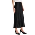 thumbnail image 4 of INSPIRE CHIC Women's Satin Maxi Summer Fall High Waist Drawstring Flared Cocktail Wedding Long Skirt S Black, 4 of 6