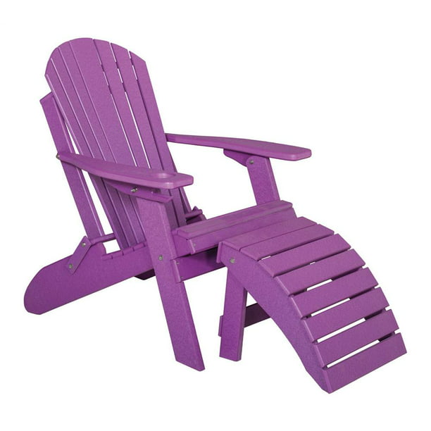 Folding Adirondack Chair with Footrest in Tropical Purple
