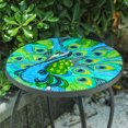 thumbnail image 2 of Wonder Garden Peacock Patio Side Table, Small Patio Outdoor Side Table, Plant Table,Metal Glass End Table for Porch Garden Yard Pool., 2 of 6