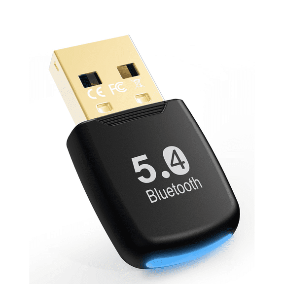 5.4 Bluetooth Dongle - 20M Range USB Adapter for PC, Plug and Play, Supports Laptop Headphones, Keyboard, Mouse - Windows 11/10/8.1